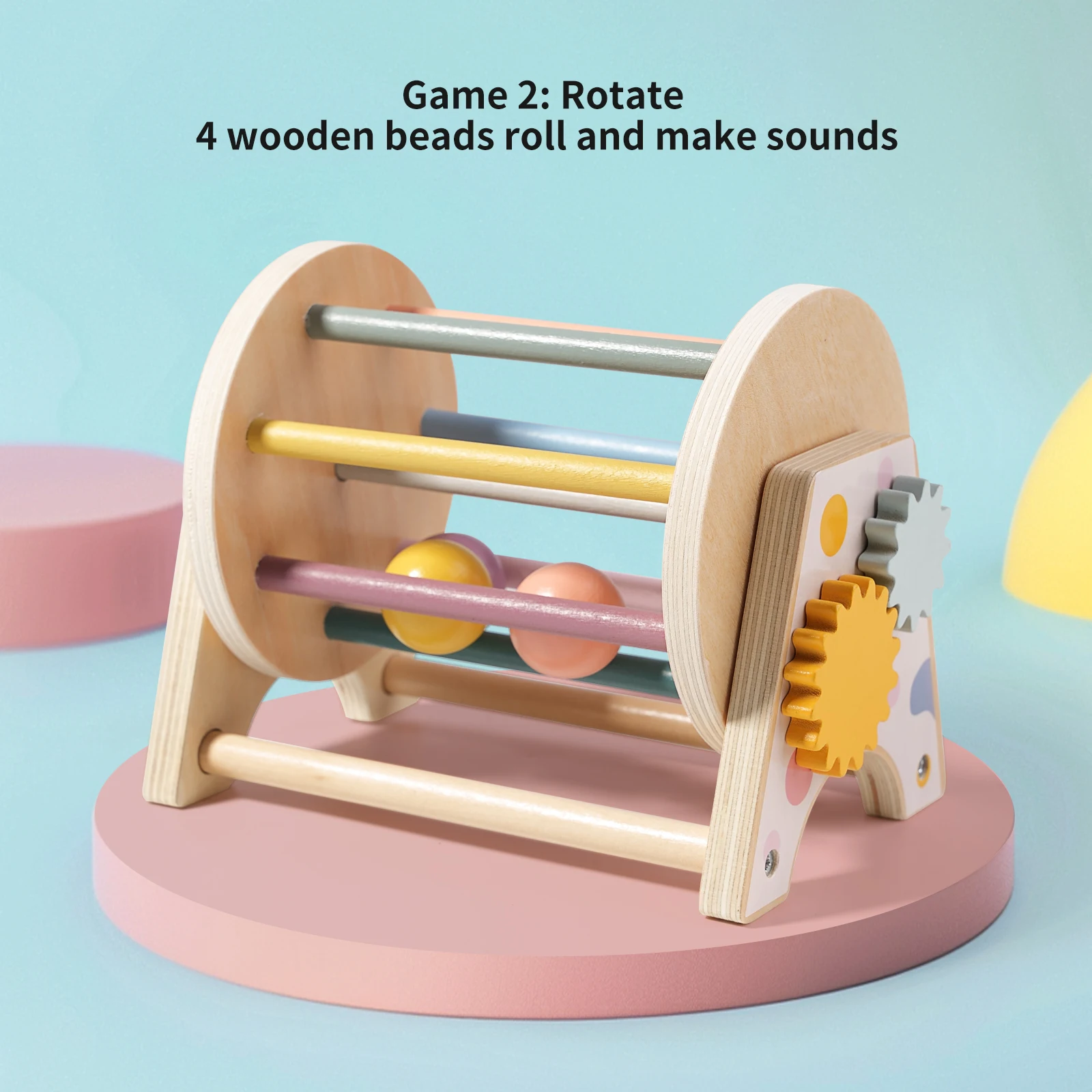 2024 New Arrivals Wooden Fun Three In One desktop Scrolling Drum Game Montessori Gifts Puzzle Toys For Children Kids Boys Girls