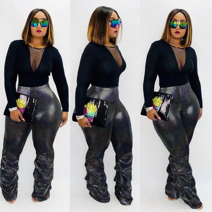 
09AF335 stylish basic silver coated wrinkled sparkle high fashion ladies Sport Woman Sexy Women Pants 