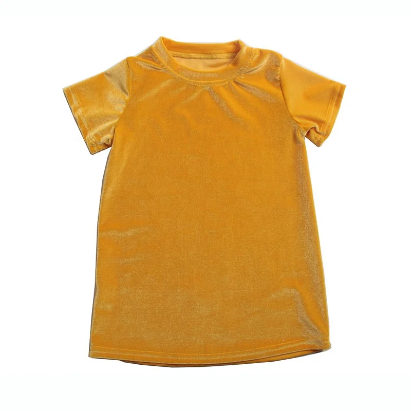 Hot sell multi solid colors lavender velvet dress for girl super pretty T-shirt dress Children velour dress
