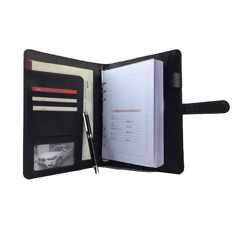 New design PU leather loose leaf Qualified portable travel mobile charger power bank notebook