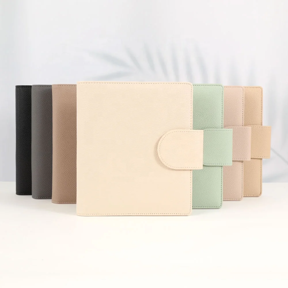 Hongbo New Spiral A5 35MM Rose Gold Ring Embossed Luxe Pebble Leather Budget Binder Planner as Agenda/Notebook/Ringbook Cover