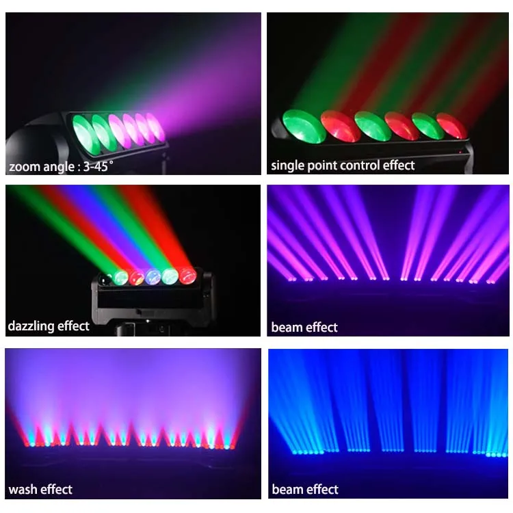 6x60W RGBW 4in1 LED Wash Zoom Beam Bar rotation Light 360 degree rotating led zoom wash stage led light 60W