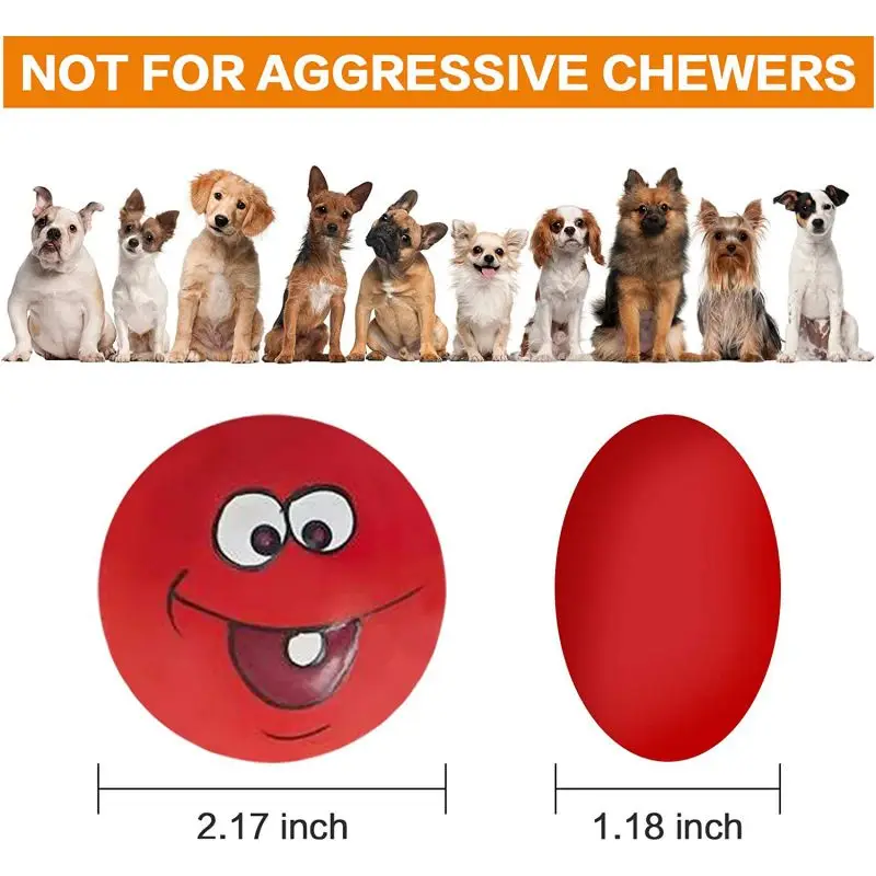 Best Selling Durable Puppy Squeaky Dog Toys Chewing Soft Latex Rubber Interactive Fetch Dog Balls Toy with Funny Face