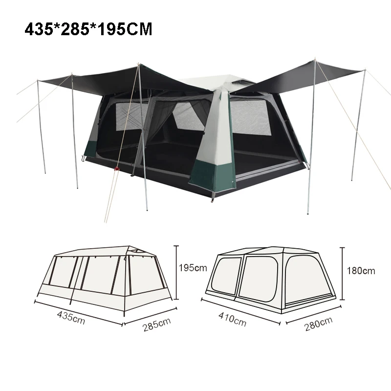 2 Rooms And 1 Living Room Automatic Tent Large Space Double Layer Waterproof Four Season Luxurious Large Camping Tent