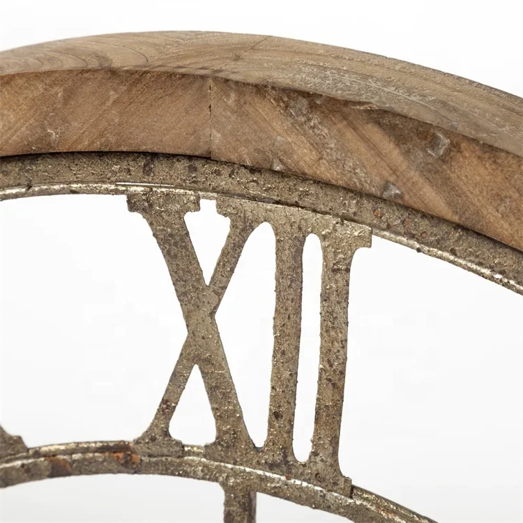 Antique Rustic Metal Wood Clocks Farmhouse Gold Roman Round Wall Clock Quartz Clock Movements for Home Living Room Decoration