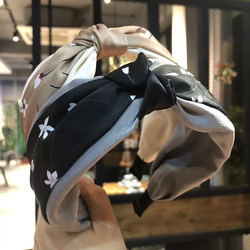 2022 fashion two-color cheap ladies hair band flower wide cross woman knot head bands