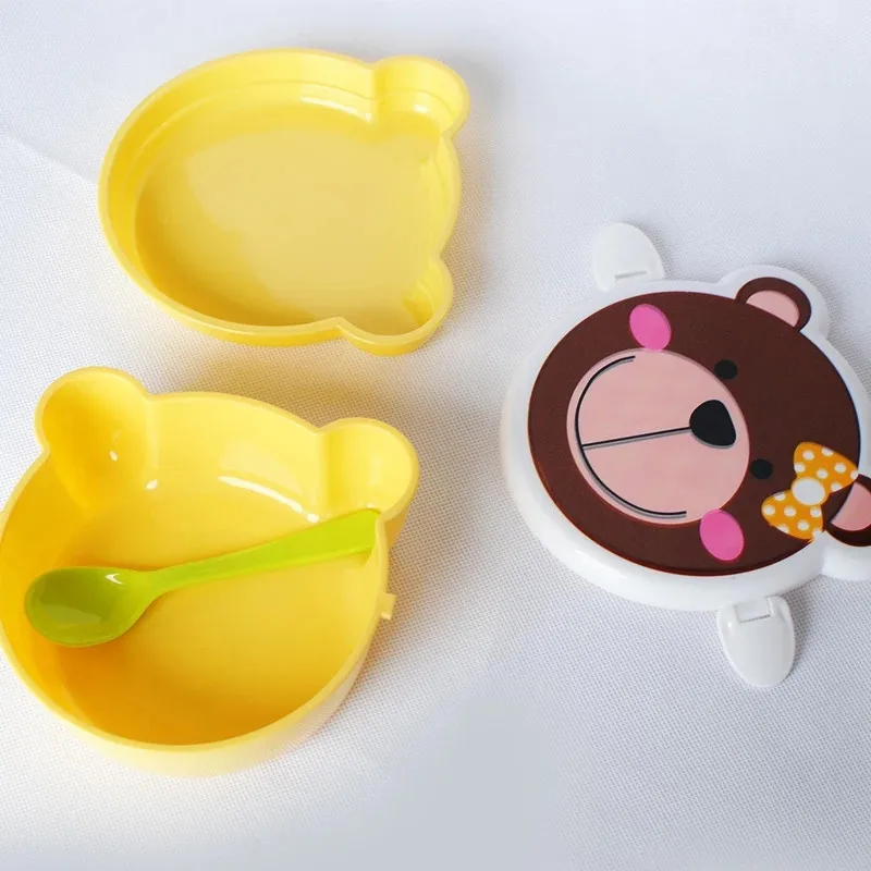 Wishome Brand Food Storage Container with Spoon,Lovely Cartoon Plastic Children Lunch Box