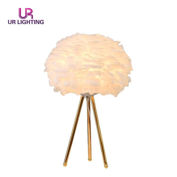 
Modern design feather girls bedroom decoration living room table lamp 
