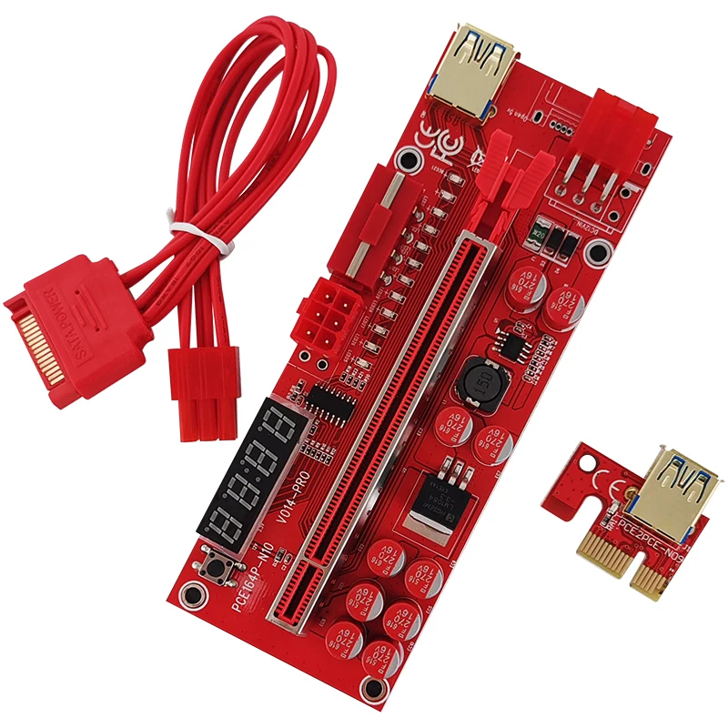 Hot Selling PCI Express x1 x16 USB 3.0 Cable 10 Capacitors V014 Pro PCI-E Riser Card Adapter for GPU