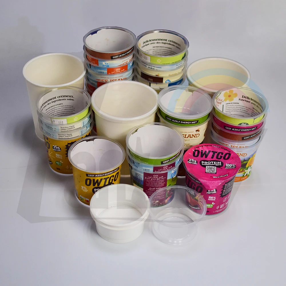 Индивидуальный логотип одноразовый йогурт для холодного питья прозрачный PP PET пластиковая чашка многоразовая йогурта с крышкой и