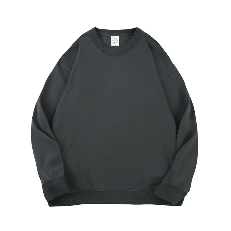 Cheap Price Wholesale Black  Tan Khaki 280 GSM French Terry Mens Crew Neck Sweatshirt