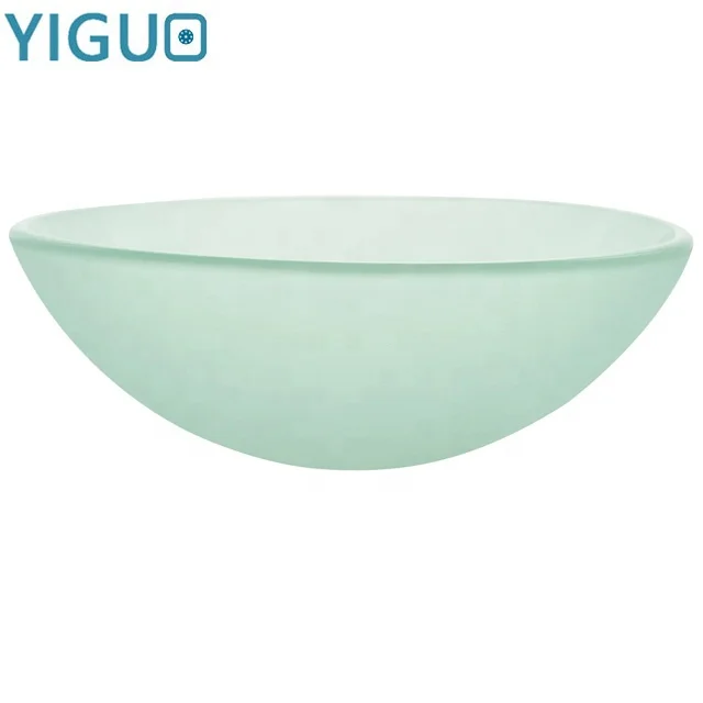 Quality above counter installation type single bowl round bowl shape tempered glass hand wash bathroom vessel sink