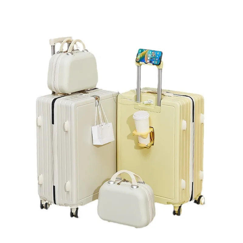 Multifunctional 2 Pieces ABS Suitcases Sets Travel Suitcase Travelling Bags Trolley Luggage with Cosmetic Bag