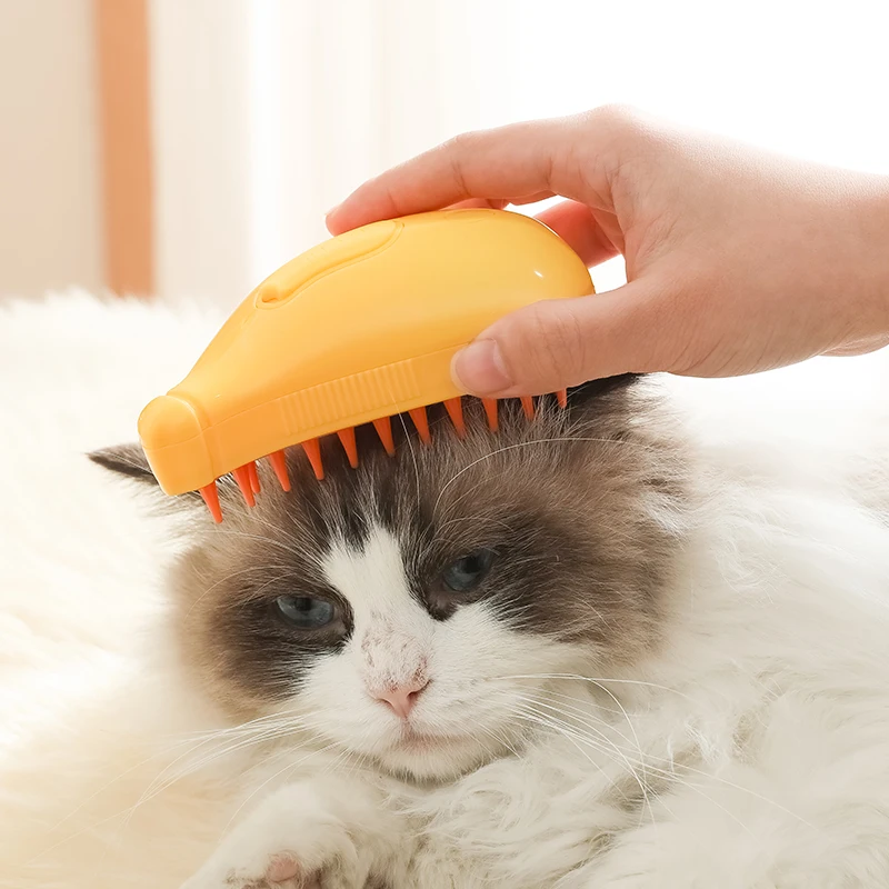 Factory Direct Sales Pet Grooming Products Cat Steam Brush Rechargeable Cat Slicker Brush With Massage