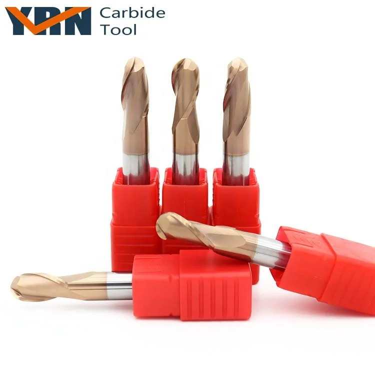 YRN R0.5/0.75/1.0/1.25/1.5/2.0mm Precision Cutting Tools HRC55 Carbide Ball Nose End Mill