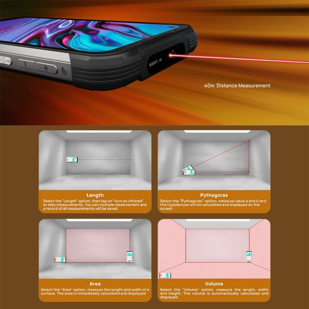 DOOGEE S97 Pro Rugged Phone 40m Laser Rangefinder 48MP QuadCamera Cellphone Helio G95 Octa Core 8GB+128GB SmartPhone 8500mAh NFC