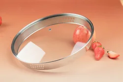 4mm glass 304ss rim L type tempered glass cover glass lid with handle and knob for cookware frying pan pot