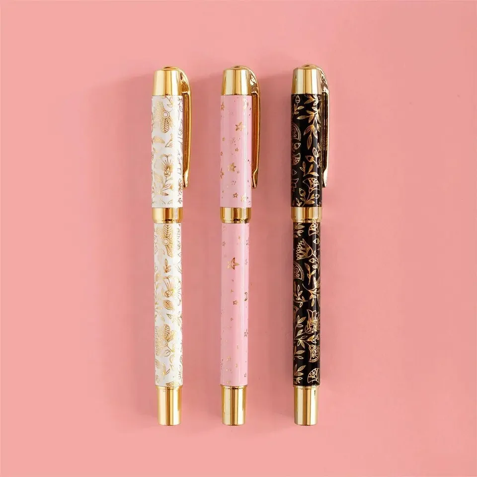 Promotional Gift Custom Flower Design Pen Heat Transfer Floral Print Metal Ball Pen