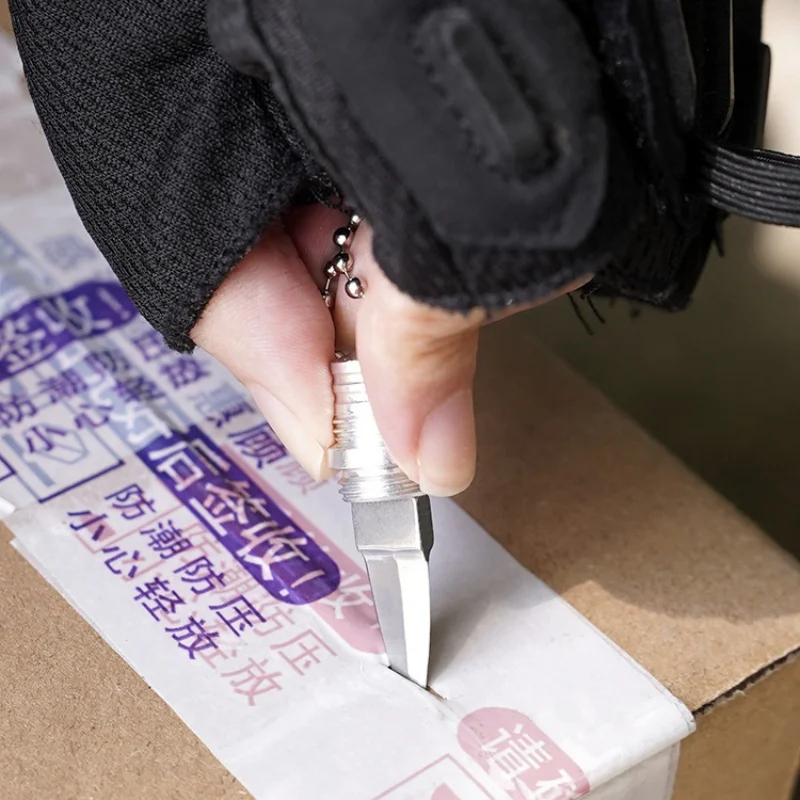 Outdoor Camping Portable Letter Opening Knife Key Hanging Buckle Pendant Small Light Bulb Knife Home Decoration Tea Knife