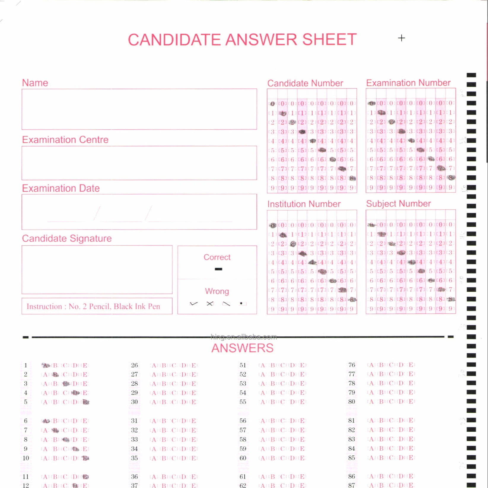 Exam paper /Answer sheet /OMR Paper for the school exam