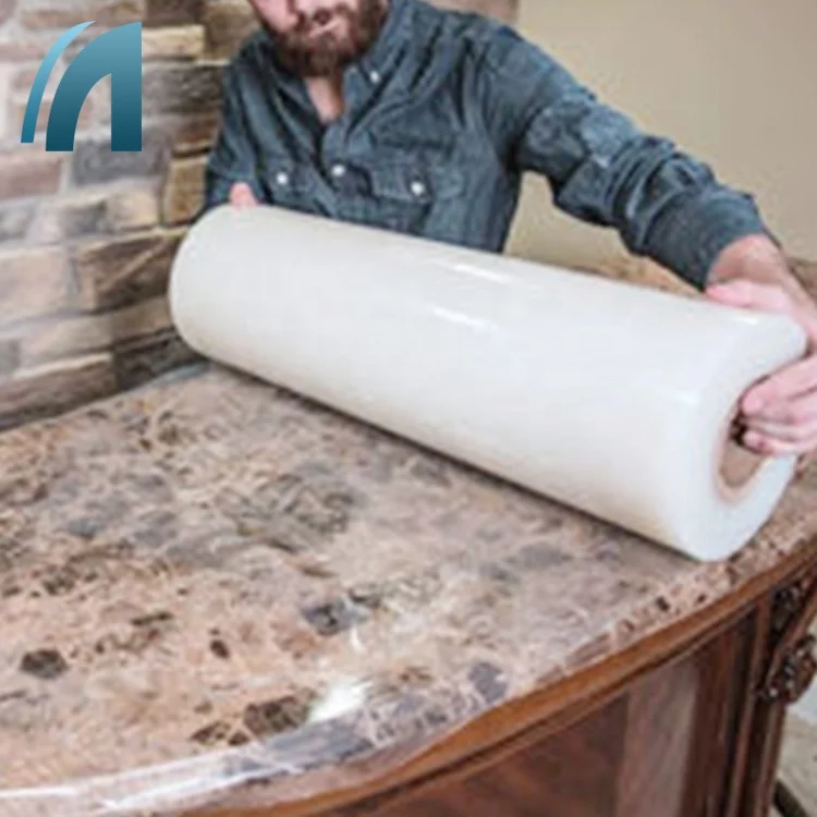 Anti Scratch PE Protective Film For Artificial Marble Transparent Blue Marble Surface Protection Film