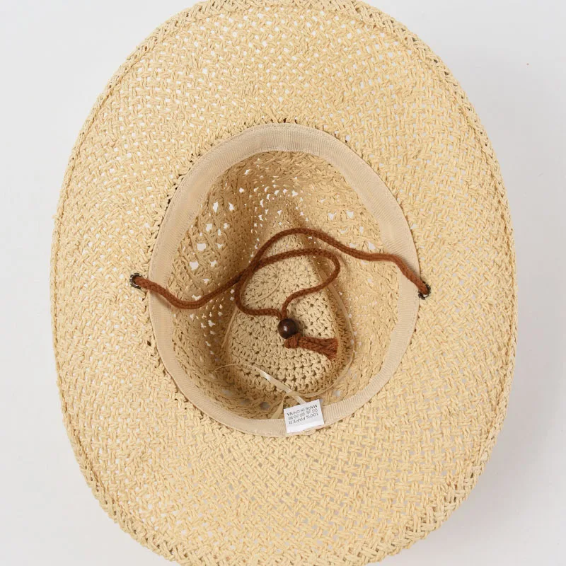Summer Cowboy Sun Hats For Woman Man Beach Straw Hat For Men UV Protection Cap Chapeau Femme Paper Cowboy Hat