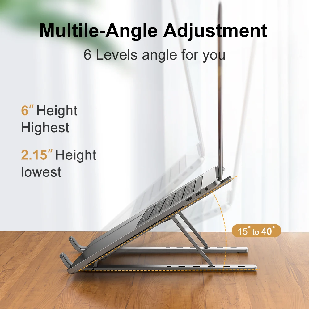 Aluminum Support Adjustable Ergonomic Device Phone And Computer Desks Portable Foldable Laptop Stand For Sale