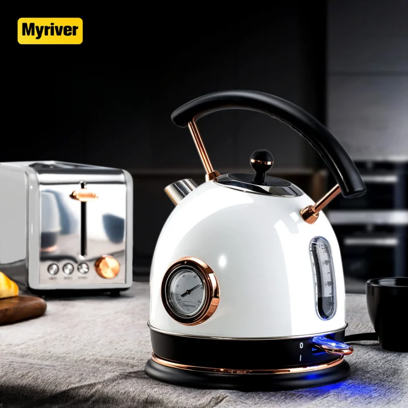 Myriver Food-Grade Stainless Steel Electric Cooking Kettle Water Level Indicator Kettle 1.7 Litre