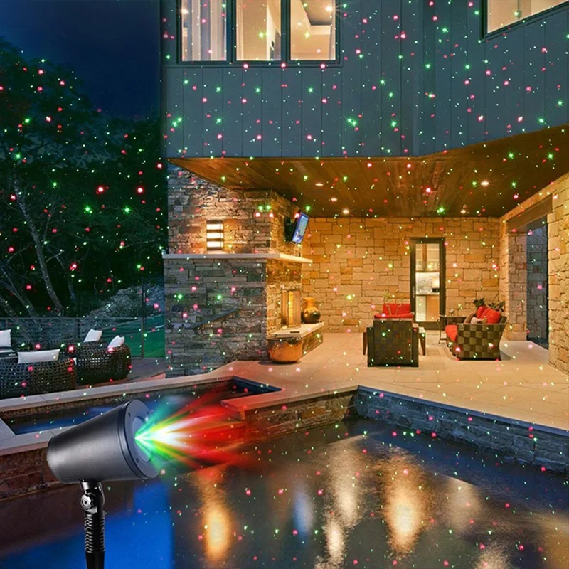 Motion Red Green Star Laser Projection Light with Night Sensor and Built-in Timer for Home Parties