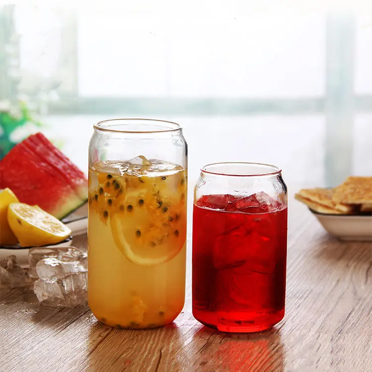 Wholesale Borosilicate Wine Tumbler Drink Beer Glass Can Cup with Lid and Straw