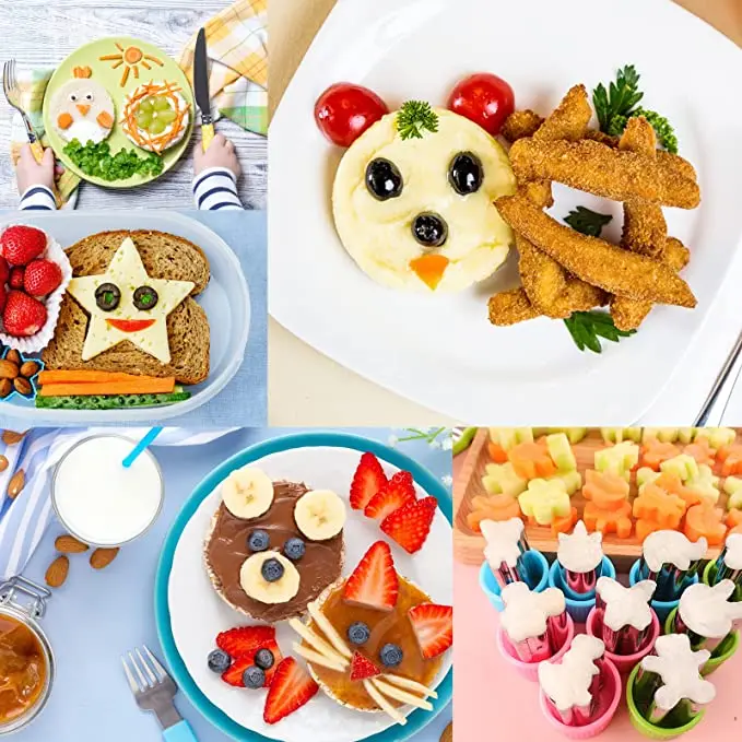 Sandwich Cutters Lunch Box Set for Kids 50pcs Stainless Steel Bread Cutters Vegetables, Fruits  Cookie Slicer Kit