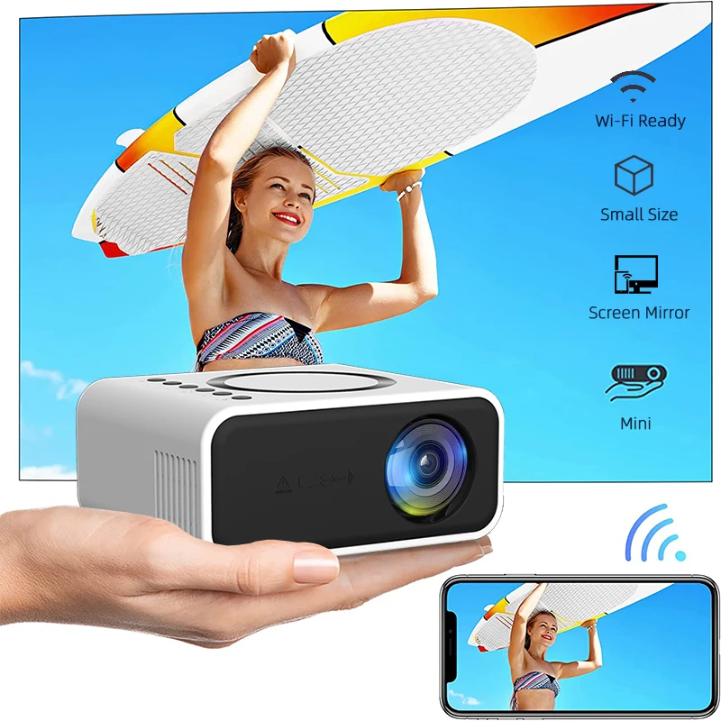2023 New YT300 WIFI Wired Multiscreen Mirror Home 100 inch 24 ANSI Lumen 4:3/16:9 LED Pocket Beamer Mini Portable Projector