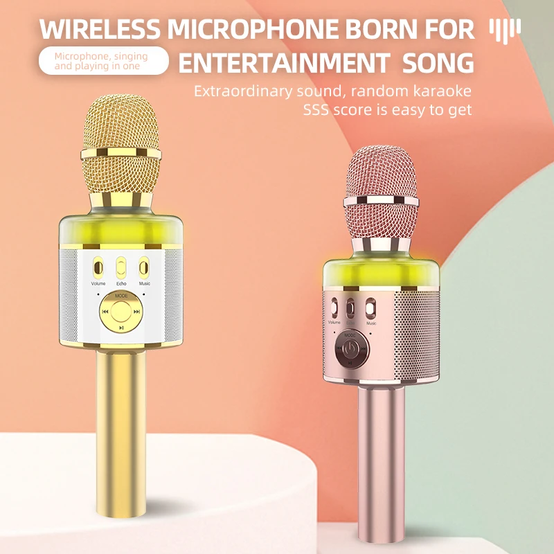 Karaoke Wireless USB Bluetooths Microphone With Screen KTV LED Recording Microphone And Speaker For Family Birthday Party