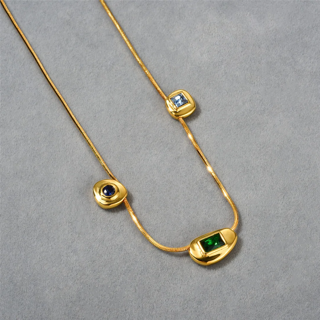 Vintage French Crystal Necklace French Personality Snake Necklace Light Luxury Irregular Geometrical Gems Choker Necklace