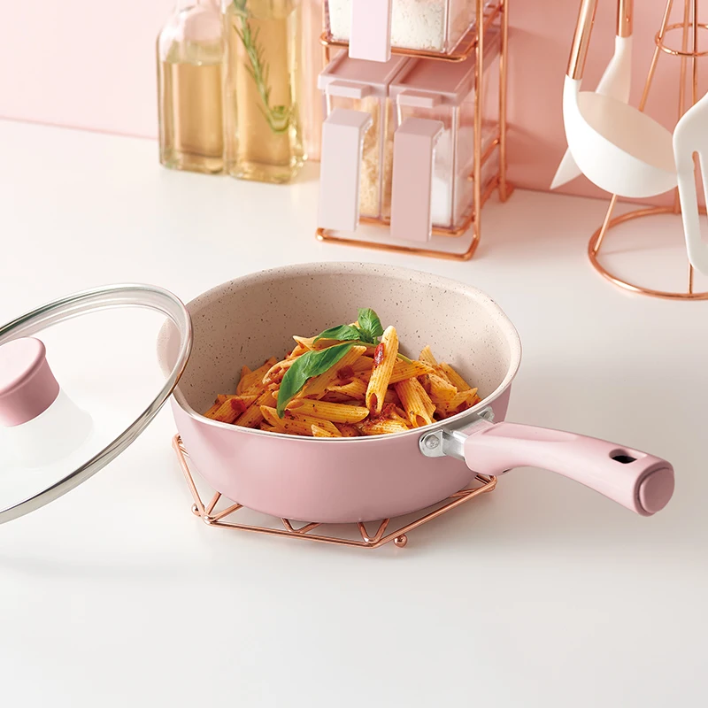 Deep Pan Non Stick  Coating Fry Pan Wok Pan Soft Touch Handle Induction Bottom