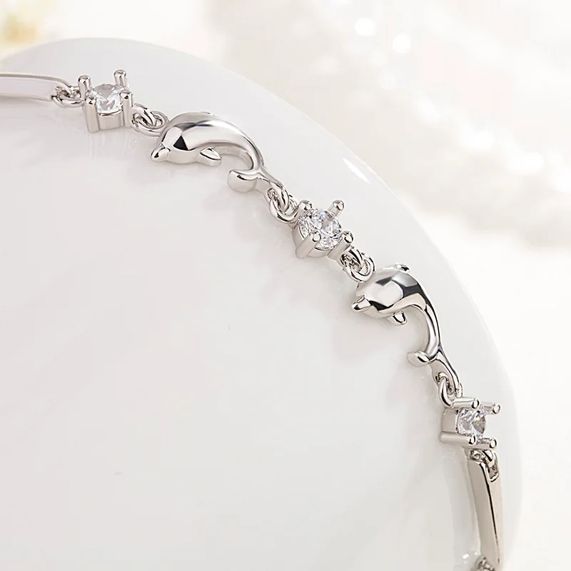 Korean rose gold animal female bracelet zircon dolphin chains bracelet wholesale