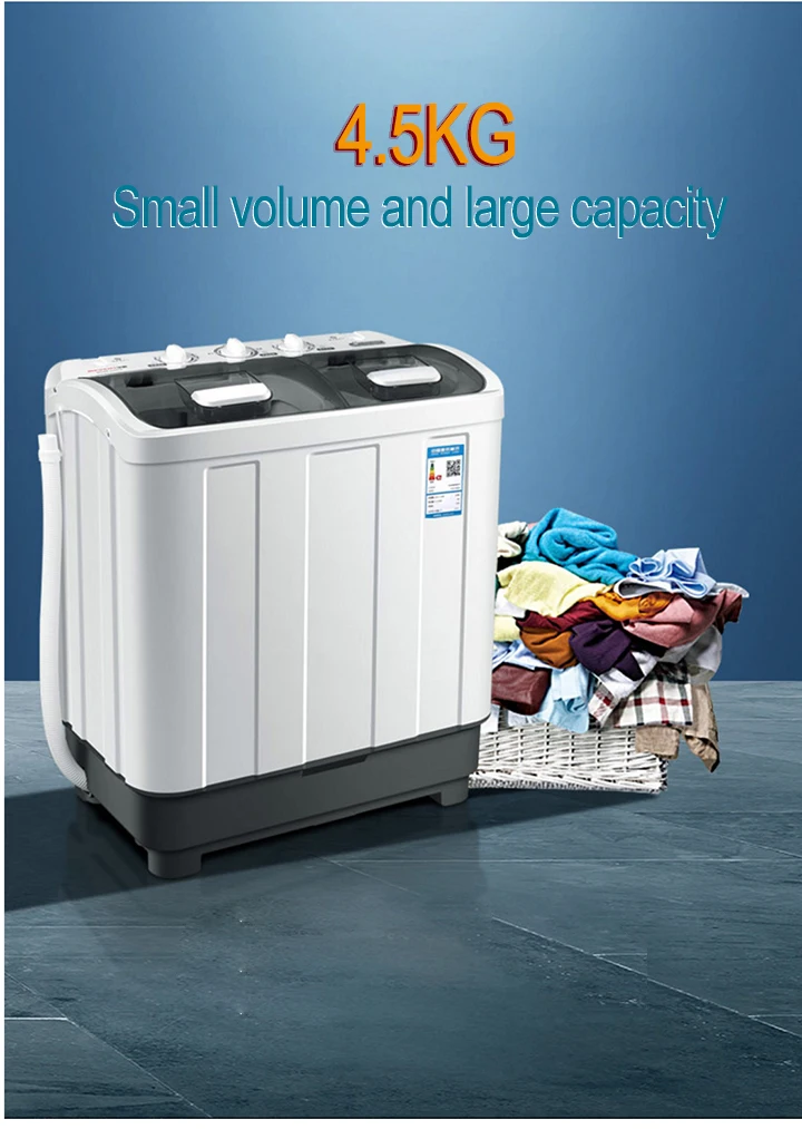 Double tub pulsator semi automatic Plastic clothes washing machine