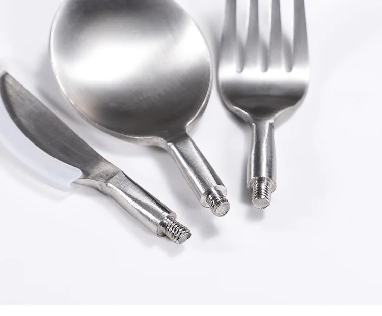 Portable Camping Stainless Steel Foldable Knife Spoon Fork Straw Travel Cutlery Set with Case