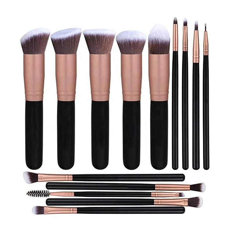 Free Sample Crystal Black Handle Makeup Brush Set Custom Logo 14pcs Make Up Brushes