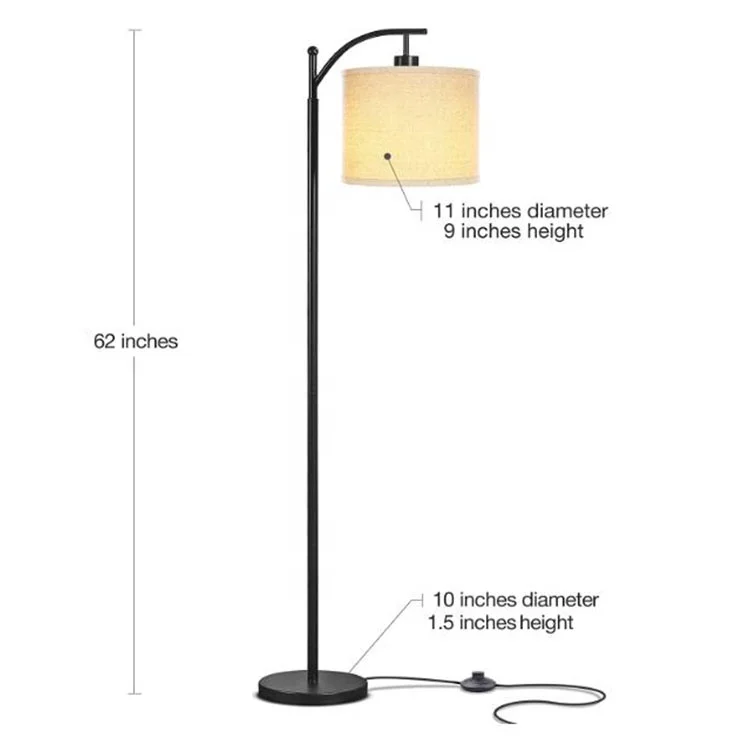 Classic Easy Assemble E26 Arc Floor Lamp Reading Standing Light with Hanging Lamp Modern Shade For Living Room /Cafe/Hotel