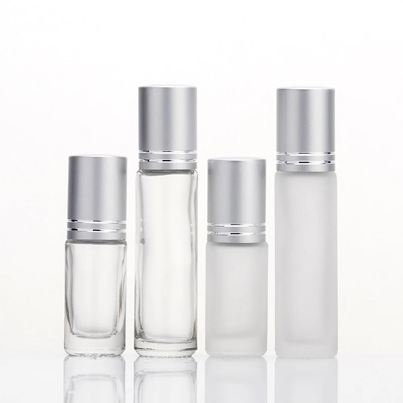 3ml 10ml clear amber black roll on glass bottle glass vial with glass / stainless steel roller cap plastic cap