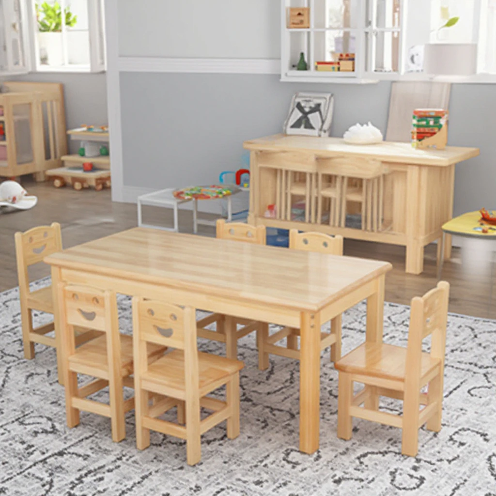 Modern Montessori Daycare Wooden Stable Table and Chair Set for Kids for Preschool Kindergarten  Use
