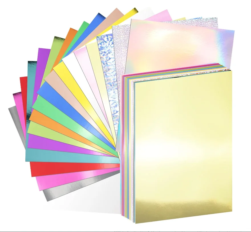 Metallic Cardstock Paper Sheets Color Foil Mirror Shimmering Paper For Arts and Crafts Decorative Supplies