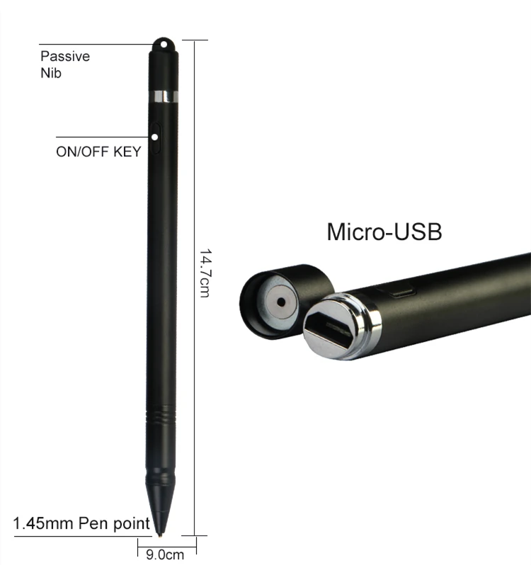 caneta stylus ativa 2 in 1 Universal Stylus Pen with High Precision Coppper Tip for Android iOS Windows Capacitive Touch Screens