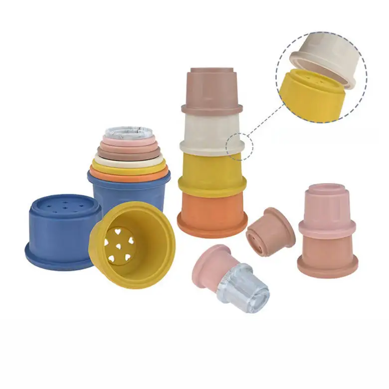 trending products 2023 new arrivals baby soft silicone stacking toys silicone stacking cups toy high quality Customize