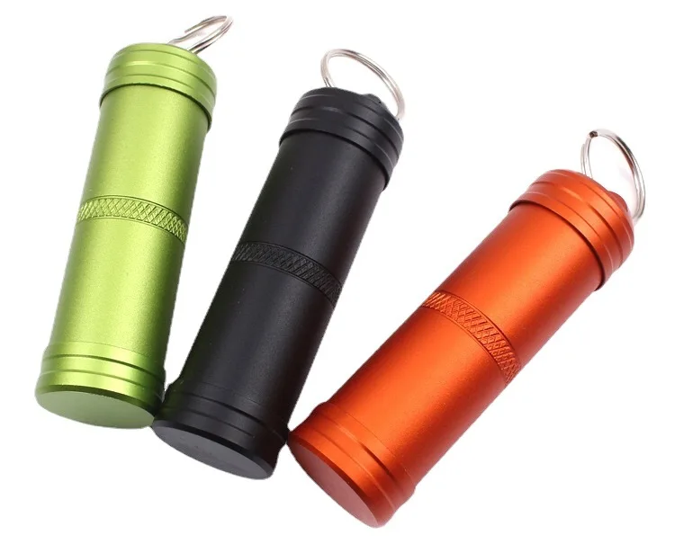 -JKYP-005 Aluminum Metal Waterproof Capsule Seal Matches Cigarette Travel Keychain Pill Container