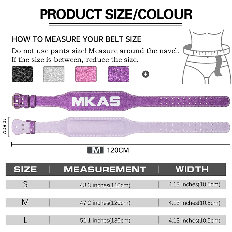 MKAS Sparkly Weight Lifting High Quality Powerlifting Training Fitness Gym Workout Lifting Belt Gym Weightlifting Belt