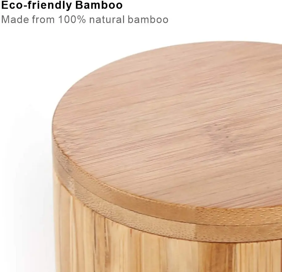 Small Organic Round Bamboo Wood Salt and Spice Pepper Spoon Container Pot Box Jar Wood With Removable Lid Bamboo Wood Salt Box