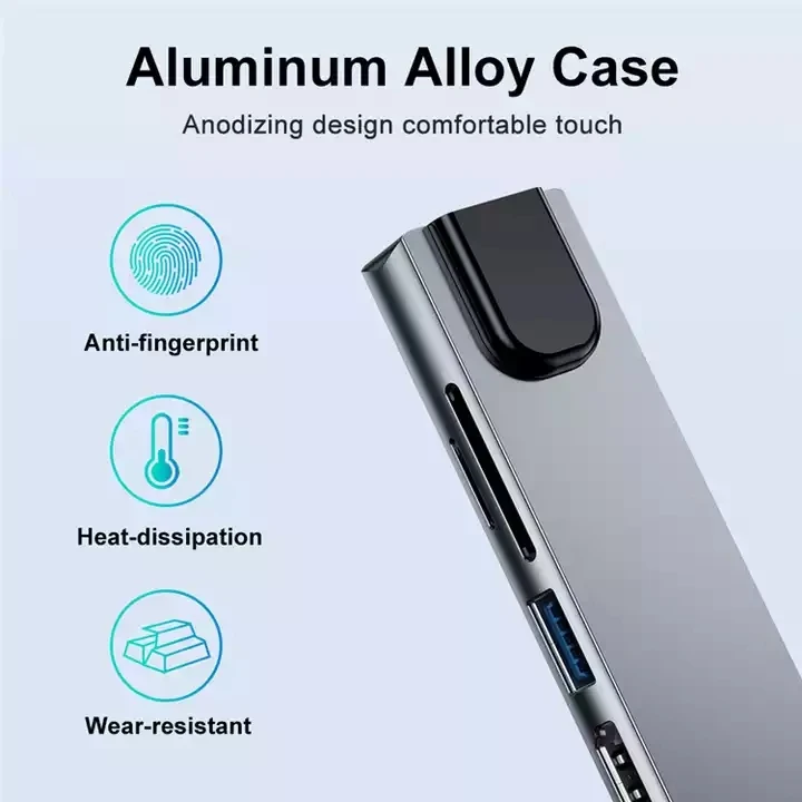 Usb type c hub 8 in 1 usb hub multi function adapter for MacBook Pro and Type C Windows Laptops with rj45