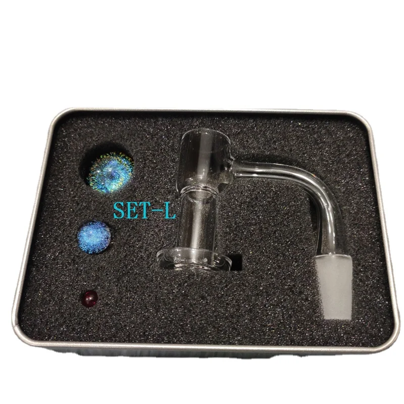 US Grade Full Weld Beveled Edge Quartz Terp Slurpers Banger With Marble Set And Packaging